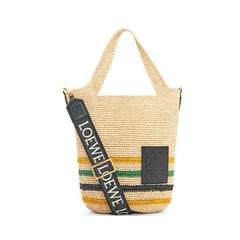 Loewe Women's Slit Adjustable Shoulder Strap Solid Color Woven Resort Style Raffia Mini Tote Crossbody Bag Bags #76331