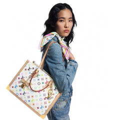 Louis Vuitton LV x TM ONTHEGO Women's Colorful Letter Print Adjustable Shoulder Strap Coated Canvas Patchwork Cowhide Tote Shopping Bag Crossbody Bags #75635