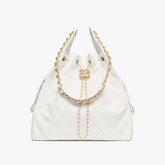 Chanel Women's Classic Double C Logo Solid Color Cowhide & Leather Tote Shoulder Bag Bags #77978