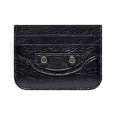 Balenciaga Le Cagole Distressed Silver Metal Accessory Logo Wallet Fine Grain Leather Card Holder Card Case Women's Black Bag Bags 764332210KR1000 Ngvp #1995
