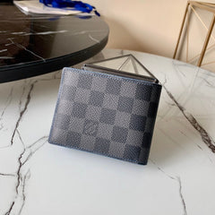 Louis Vuitton Slender Men's Black Checkerboard Printed Canvas Cowhide Card Case Wallet Bag #75932