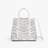 Alaia MINA 20 BAG IN VIENNE WAVE CALFSKIN Women's Solid Color Openwork Design Button Closure Wave Calfskin Shoulder Bag Handbag Bags #77381