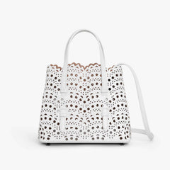 Alaia MINA 20 BAG IN VIENNE WAVE CALFSKIN Women's Solid Color Openwork Design Button Closure Wave Calfskin Shoulder Bag Handbag Bags #77381