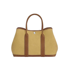 Hermes Garden Party 30 Women's Silver Buckle Colour Blocking Canvas and Calfskin Tote Bag Bags #76891