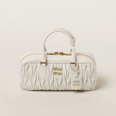 MiuMiu Arcadie matelassé Women's Solid Color Metal Engraved Logo Zipper Closure Leather Shoulder Bag Crossbody Tote Bags #77354