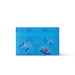 Louis Vuitton Double Men's Solid Color Logo Print Holiday Sports Series Leather Card Holder Wallet Bag Bags #77331