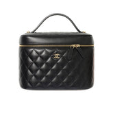 Chanel Women's Vanity Checkered Gold Buckle Leather Handbag Solid Color Casual Cosmetic Bag Bags AP2573-Y04059-C3906 #76829