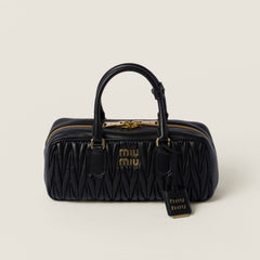 MiuMiu Arcadie matelassé Women's Solid Color Metal Engraved Logo Zipper Closure Leather Shoulder Bag Crossbody Tote Bags #77354