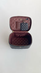 Chanel Women's Vanity Checkered Gold Buckle Leather Handbag Solid Color Casual Cosmetic Bag Bags AP2573-Y04059-C3906 #76829