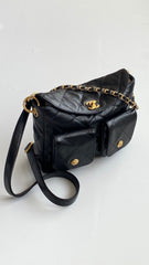 Chanel Supple Twins Women's Solid Color Diamond Pattern Gold Buckle Chain Glossy Cowhide Shoulder Crossbody Bag Bags #76371