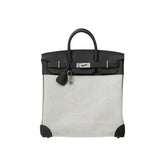 Hermes HacHaut A Courroies 40 HACG40 Women's Silver Buckle Canvas And Cowhide Colour Blocked Handbag Bag Bags #77113