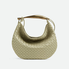 Bottega Veneta Women's Solid Color Woven Magnetic Clasp Closure Sheepskin Half Moon Bag Casual Sardine Tote Bags #75432
