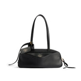Balenciaga Men's Carrie Black Cowhide Small Bowling Bag with Aged Gold Metallic Accessories Handbag Bags #76257