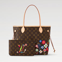 Louis Vuitton LV x TM Neverfull MM Women's Logo Printed Leather Tote Shopping Bag Shoulder Bags M13271 #76323