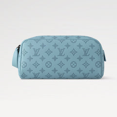 Louis Vuitton DOPP KIT Toiletry Bag Women's Men's Fashion Trend Handbag Luxury Monogram Shadow Embossed Double Zip Wash Bags M14485 Grey M14885 Light Blue M14843 Dark Blue #81236