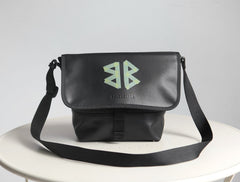 Balenciaga Men's Letter Print Black Calfskin Single Shoulder Crossbody Bag Bags #77712