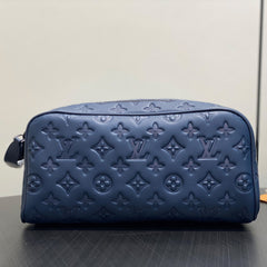 Louis Vuitton DOPP KIT Toiletry Bag Women's Men's Fashion Trend Handbag Luxury Monogram Shadow Embossed Double Zip Wash Bags M14485 Grey M14885 Light Blue M14843 Dark Blue #81236