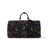 Louis Vuitton Keepall Bandoulière 50 Men's Letter Colourful Printing Solid Colour Detachable Adjustable Shoulder Strap Leather Shoulder Slant Tote Bag Bags #77922