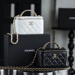 Chanel Women's Solid Color Chain Shoulder Grain Embossed Calfskin Box Bag Tote Shoulder Bags #75595