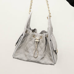 Chanel Women's Classic Double C Logo Solid Color Cowhide & Leather Tote Shoulder Bag Bags #75835