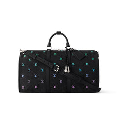 Louis Vuitton Keepall Bandoulière 50 Men's Letter Embroidery Colourful Printing Solid Colour Detachable Adjustable Shoulder Strap Denim Shoulder Slant Tote Bag Bags #76751