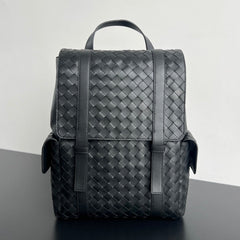Bottega Veneta Back To School Men's Solid Color Flap Closure Woven Cowhide Leather Shoulder Bag Backpack Rucksack Bags #75798