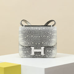 Hermes Constance 19 CJ19 Women's Metal Buckle Lizard Leather Shoulder Crossbody Bag Bags #76869
