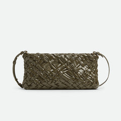 Bottega Veneta Kalimero Cha-Cha Women's Solid Color Zipper Closure Woven Cow Leather Tote Shoulder Bag Bags #75864