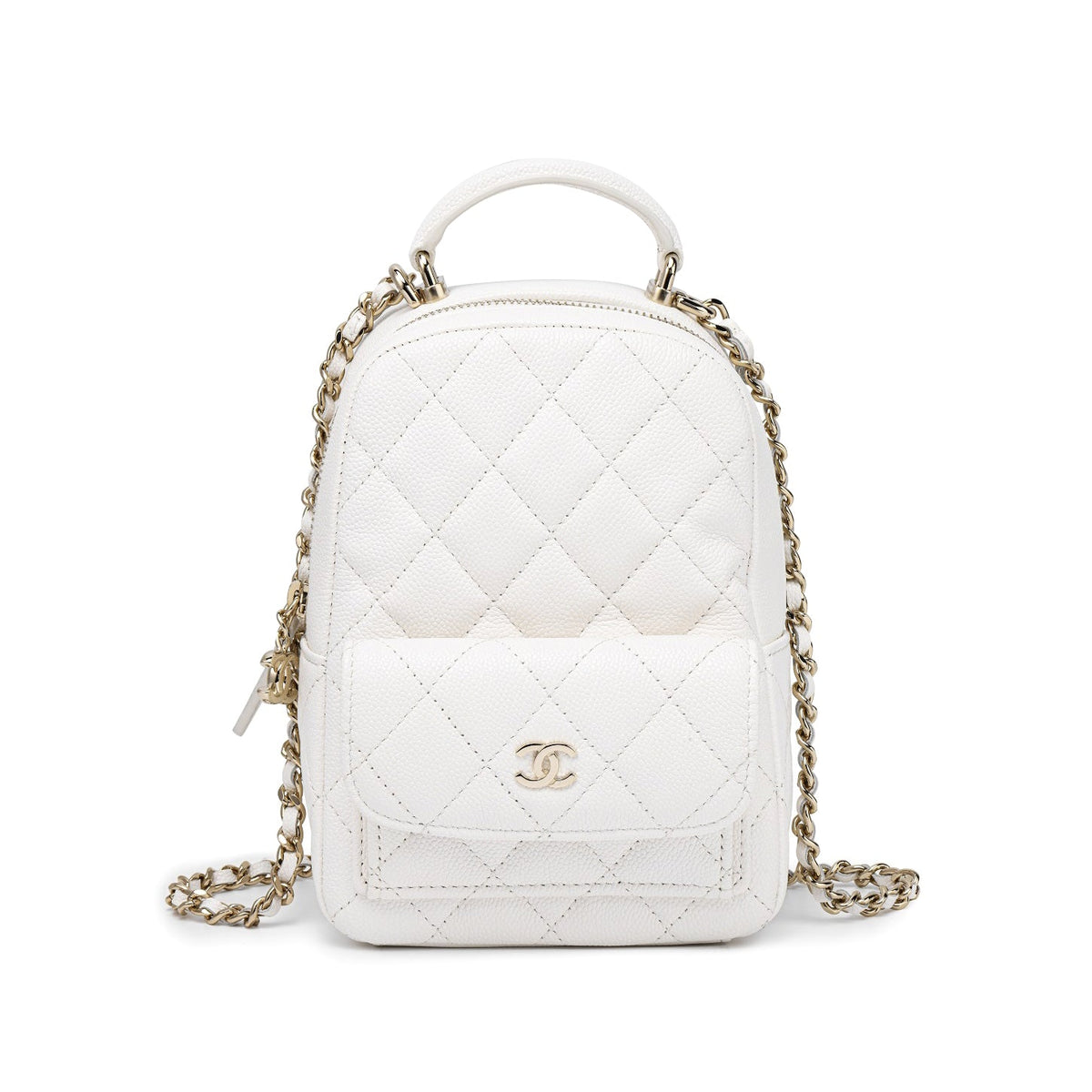 Chanel Women's Solid Color Chain Shoulder Strap Grained Cowhide Mini Backpack Bag Bags #77138