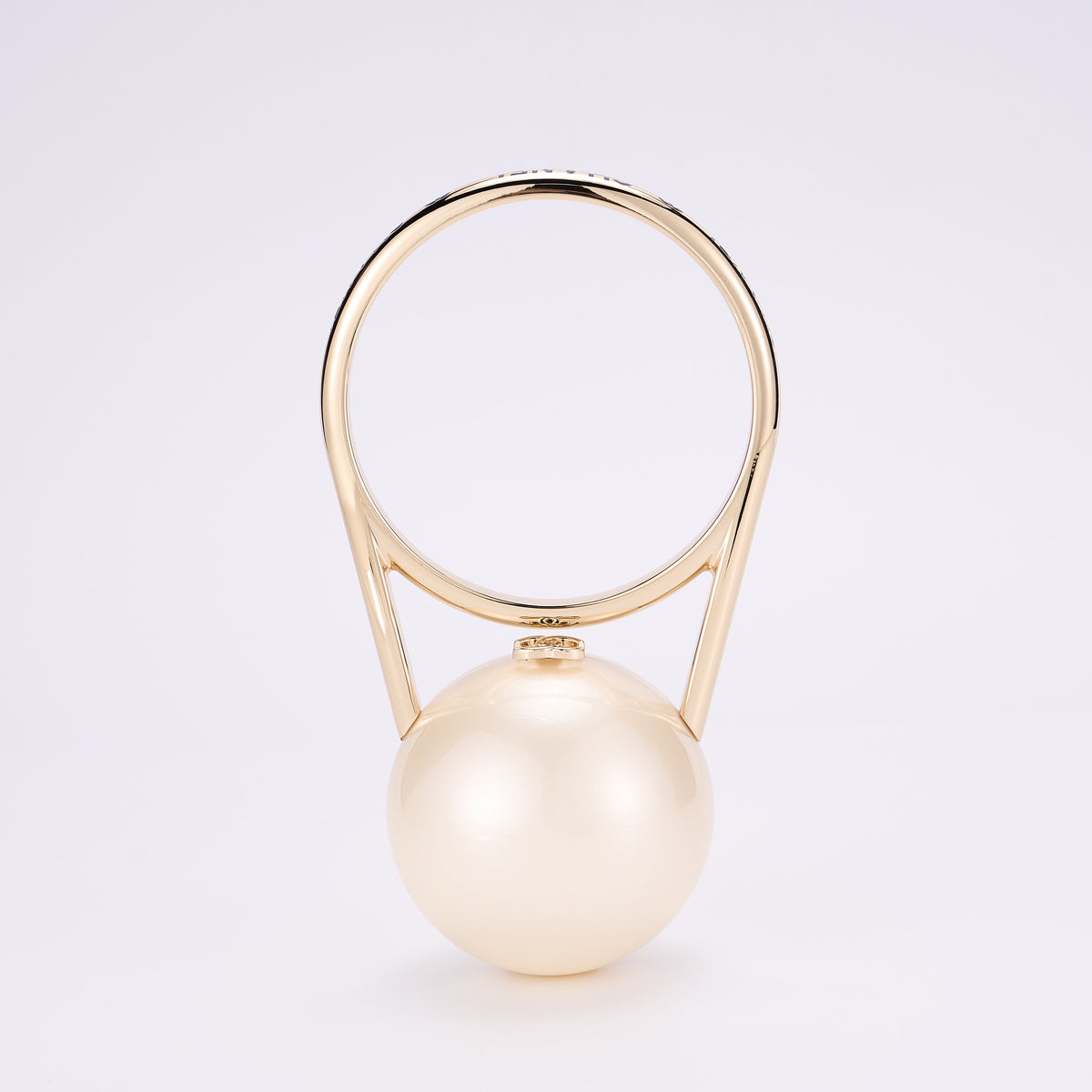 Chanel Women's Fashion Solid Color Pearl Spherical Handbag Metal Circle Handle Evening Bag Bags Ngvp #1538