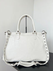 Balenciaga Women's Solid Color Detachable Adjustable Shoulder Strap Doing Old Silver Accessories Lambskin Spell Nylon Shopping Bag Tote Bags #75523