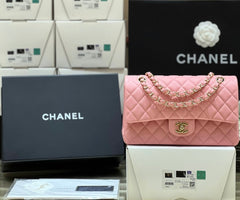 Chanel CF22 Spring/summer Women's Pink Lychee Leather Bags 24k Gold Plated Flap Classic Collection Bag #81254