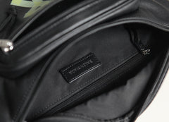 Balenciaga Explorer Men's Letter Print Zipper Closure Black Grained Cowhide Leather Single Shoulder Crossbody Belt Bag Bags #77711