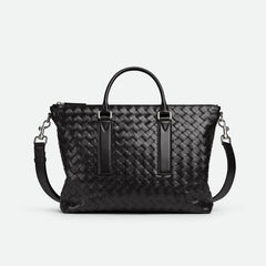 Bottega Veneta Intrecciato Men's Solid Color Adjustable Detachable Shoulder Strap Woven Calfskin Briefcase Handbag Bag Bags #77518