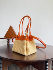 Bottega Veneta Small Parachute Women's Adjustable Detachable Shoulder Strap Raffia And Leather Shoulder Bag Handbag Bags #77633