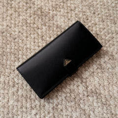 Prada Men's Triangle Logo Black Leather Coin Purse Card Case Bag Bags #75361