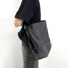 Lemaire Women's Canvas Tote Bag Fashion Trend Denim Splicing Leather Large Bags Shoulder Bag Ngvp #1733