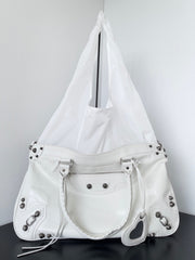Balenciaga Women's Solid Color Detachable Adjustable Shoulder Strap Doing Old Silver Accessories Lambskin Spell Nylon Shopping Bag Tote Bags #75523